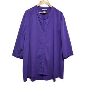 Catherines Womens Tunic Top 3X Purple Textured Lightweight Relaxed Fit Lagenlook